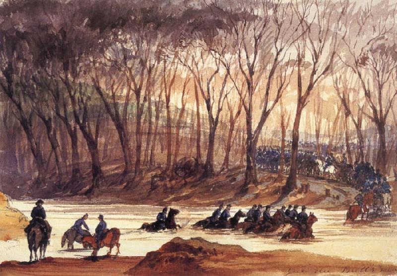 unknow artist Federal Cavalrymen Fording Bull Run China oil painting art